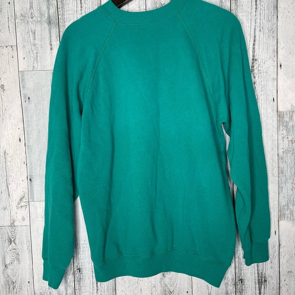 Vintage 80s/90s Hanes Daytona Beach Teal Graphic Crewneck Sweater size large - Picture 2 of 6